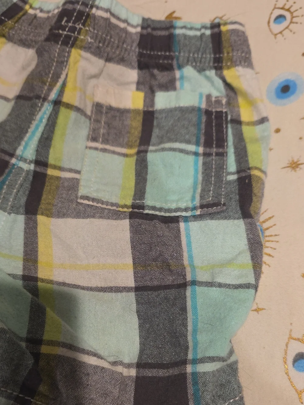 Jumping Beans Size 2 Mint, Gray & Yellow Plaid Pull-On Shorts